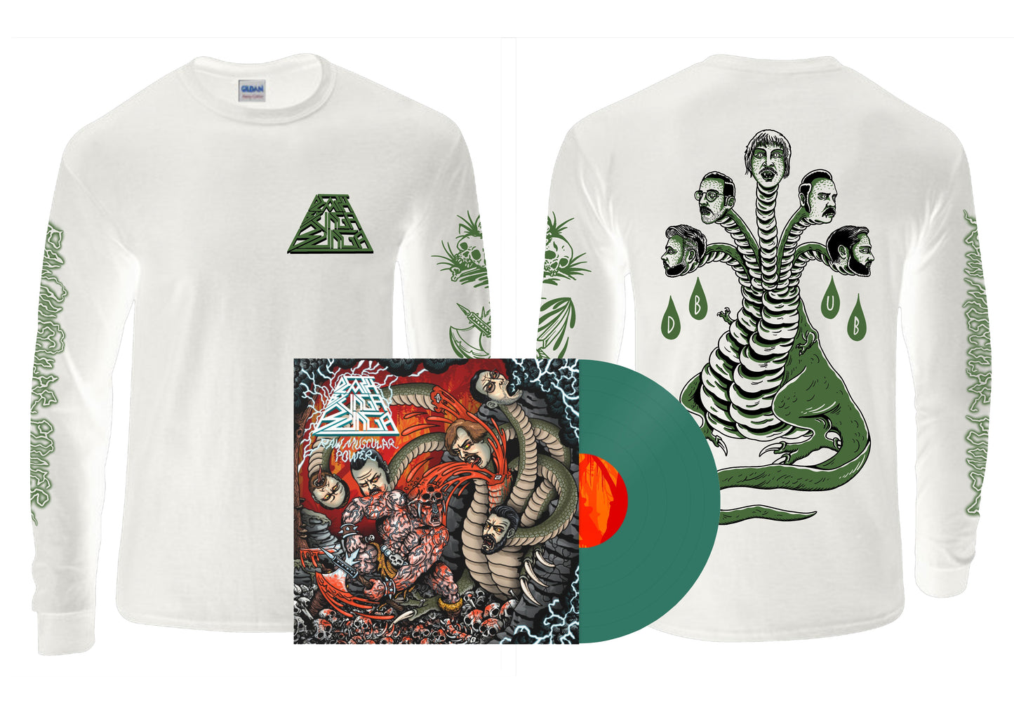 Death By Unga Bunga - Raw Muscular Power (Tender Green LP) + White Long Sleeve PRE-ORDER