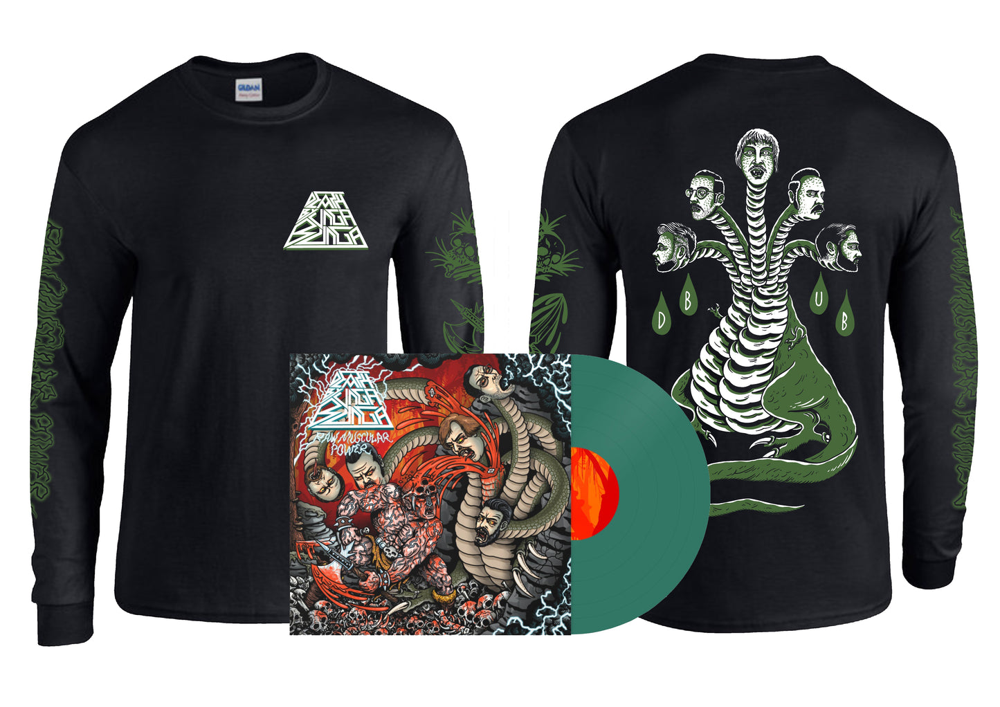 Death By Unga Bunga - Raw Muscular Power (Tender Green LP) + Black Long Sleeve PRE-ORDER